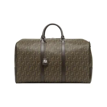 FENDI Leather Travel Bag Large Size Men's Brown