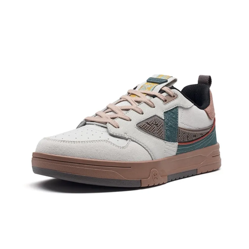 XTEP Breakdance STEP 1 Lightweight Low Top Skateboard Shoes Men's Light Heather Gray/Dark Mud Gray/Mushroom Brown-2
