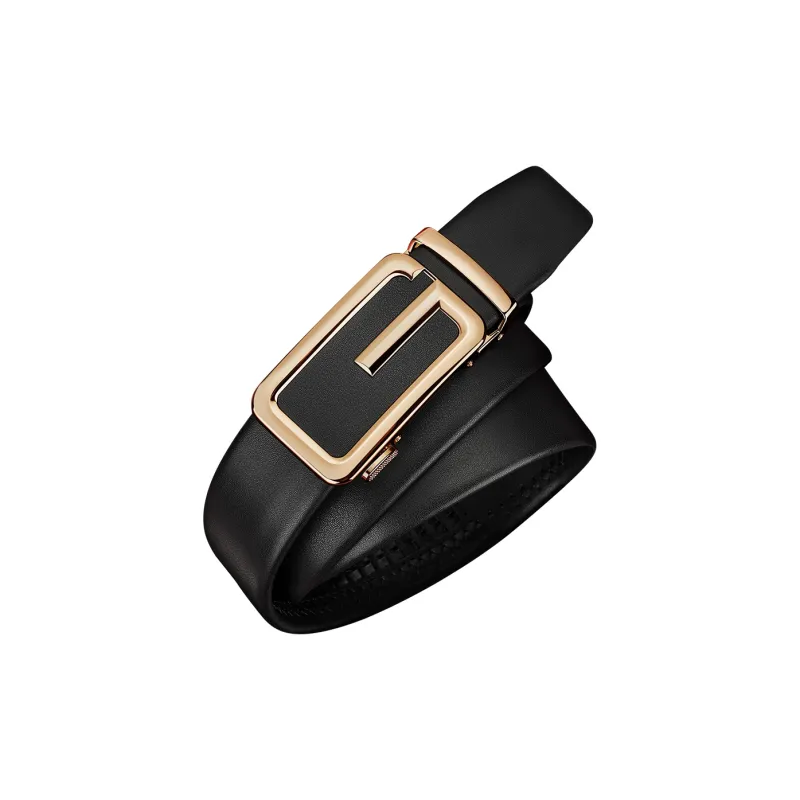 WilliamPOLO Cow Leather Belt Men's Gold Width  3.5cm-4