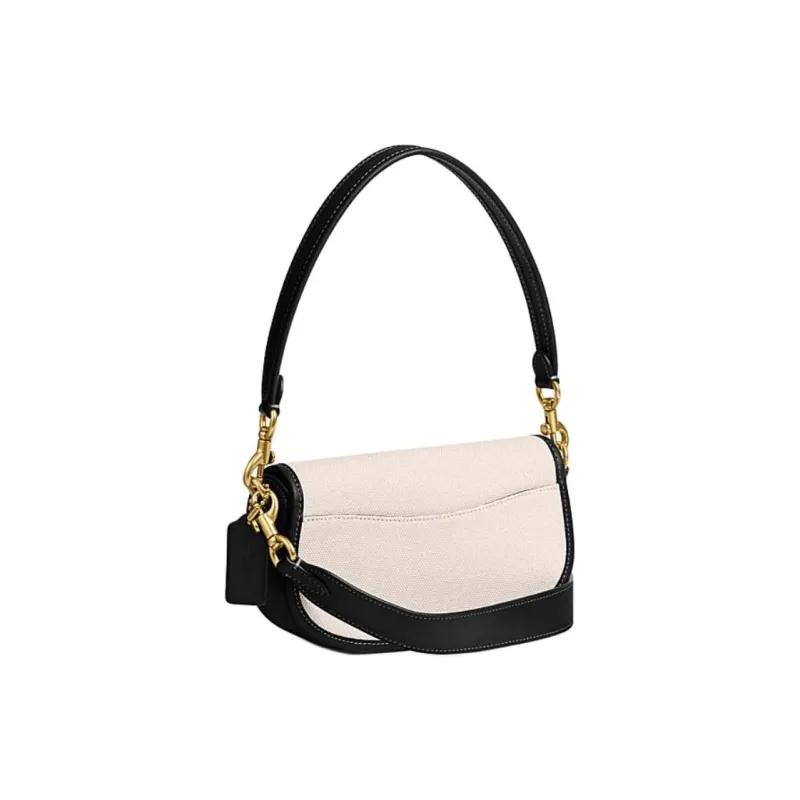 COACH Harley Fabric With Cow Leather Portable Crossbody Bag, Shoulder Bag Medium Size Women's Salt Rock & Black-1