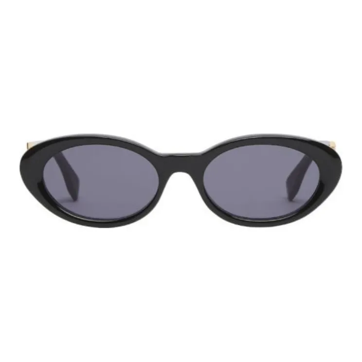 FENDI Acetate Metal Oval Sunglasses Women's Black-1