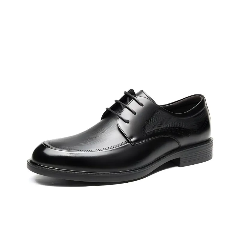 AOKANG Dress Shoes Men Low Top Black/Brown-0