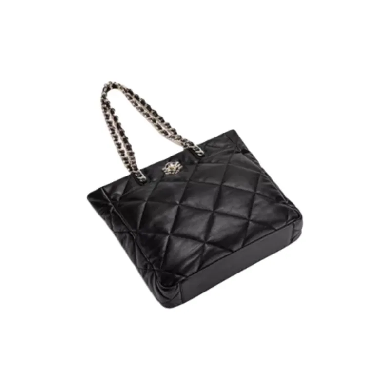 GOLDLION Cow Leather Tote Bag Shopping Bag Handbag Shoulder Bag Women's Black/Ecru-4