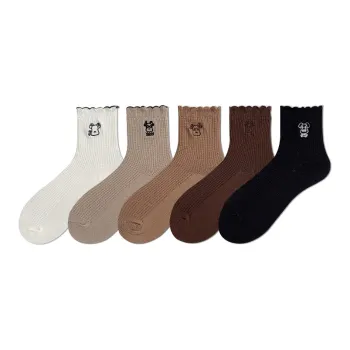 COTTON CHEESE Mid Calf Socks Women's 5 Pack
