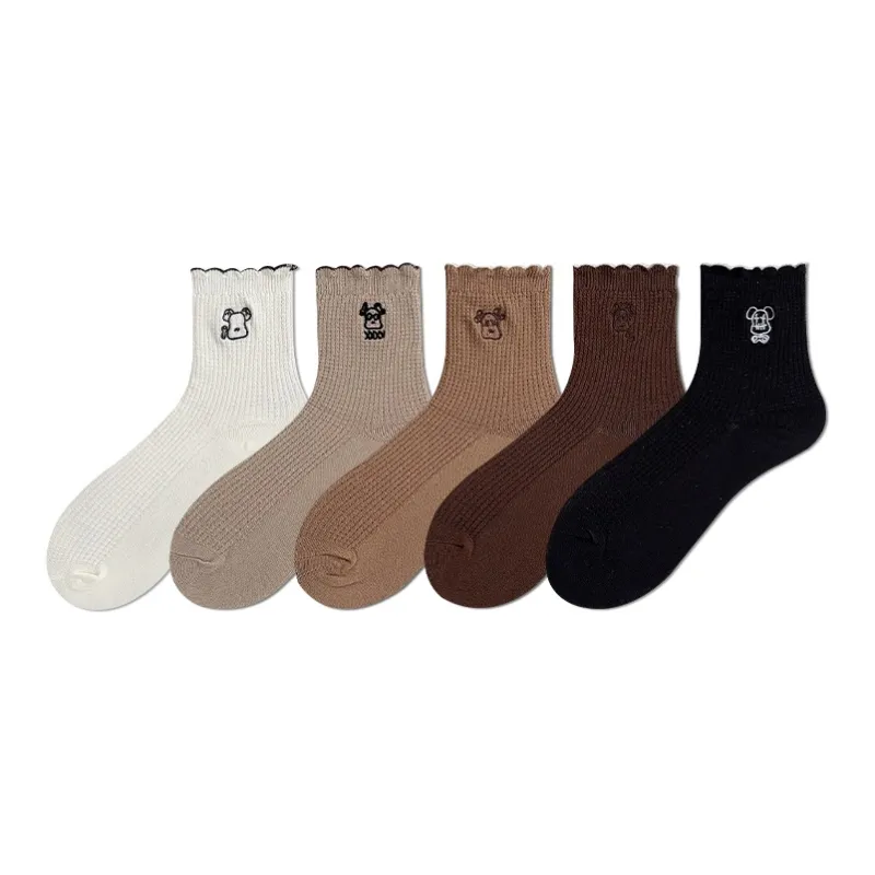 COTTON CHEESE Mid Calf Socks Women's 5 Pack-0