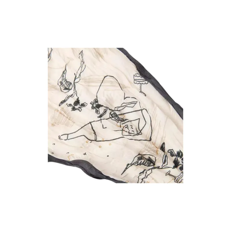 ZARA Viscose Silk Scarves Women's Beige-2