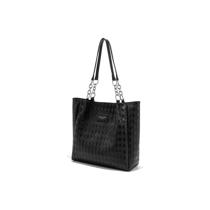 CLEVER& KETCH PU Shoulder Bag Tote Women's Ecru/Black-6