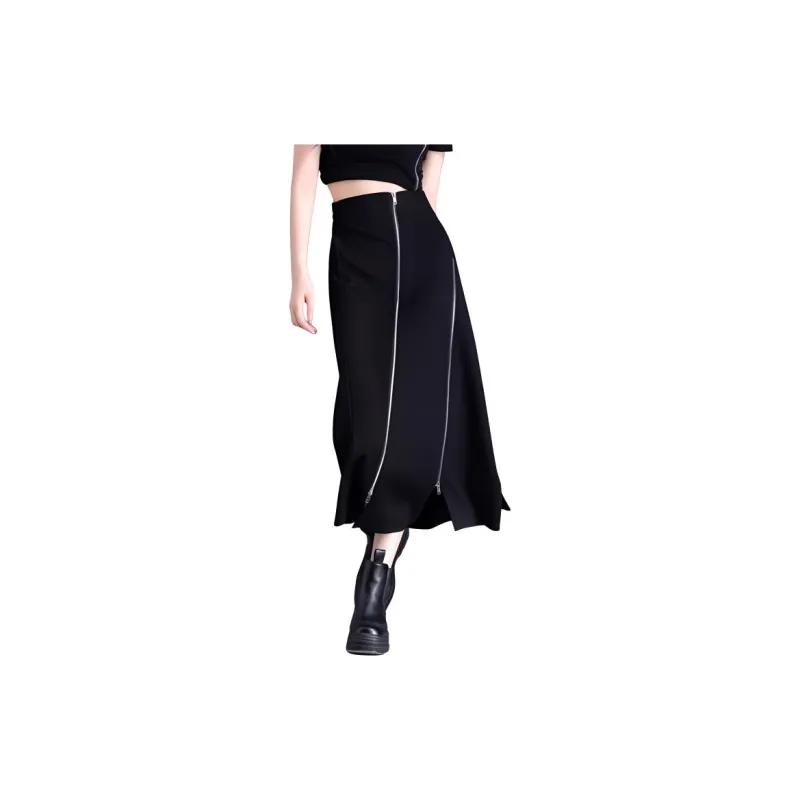 You Cow Me Pants Casual Long Skirts Women's Black-1