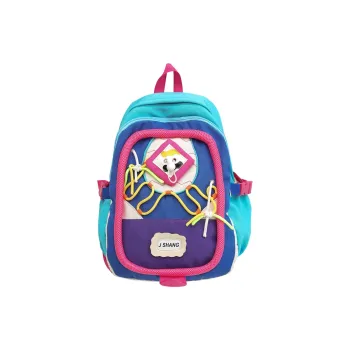 Rainbow Girl Nylon Backpack Regular Women's Pink/Khaki/Blue