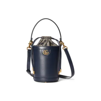 GUCCI Ophidia Leather Bucket Bag, Shoulder Bag, Crossbody Bag Mini Women's Dark Blue