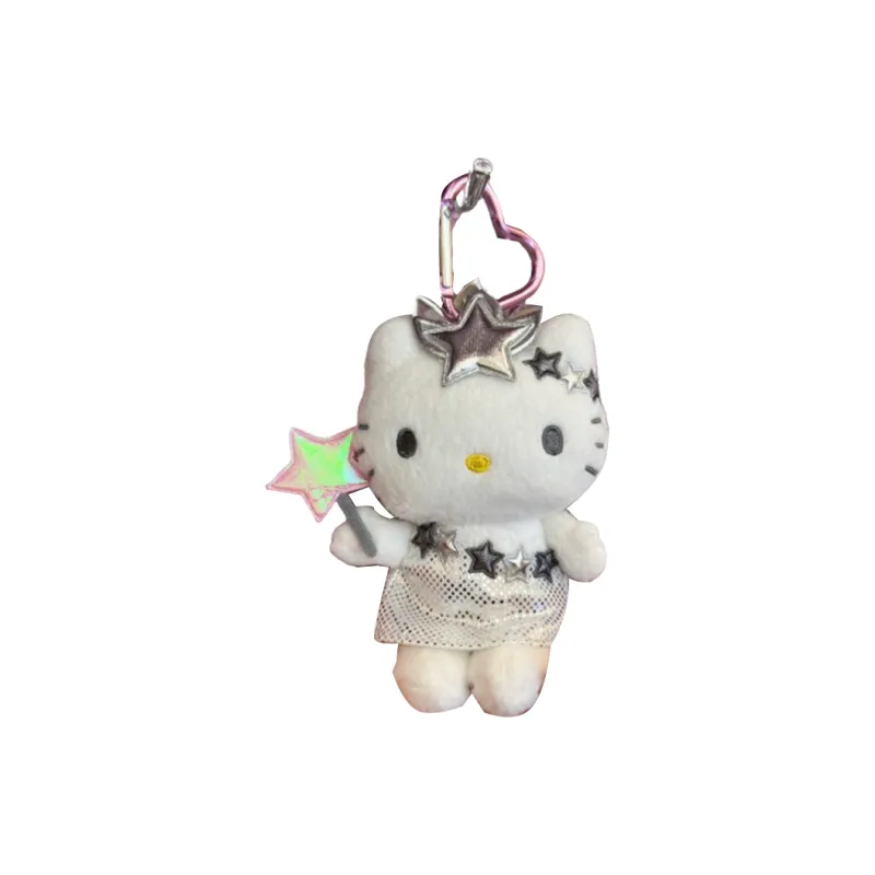 Sanrio Hello Kitty 50th Anniversary Limited 1999 Silver Fairy Dolls Plush Pendant Small Size Tall-0