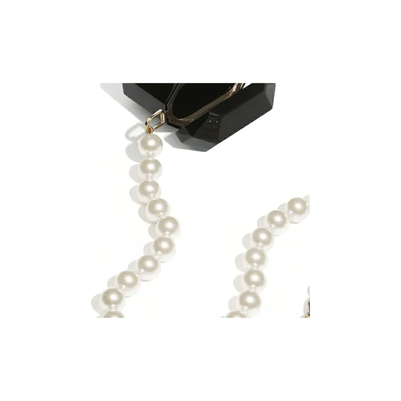 CHANEL Lambskin AirPods Headphone Necklace Pouch Earphone Case Women's Black-3