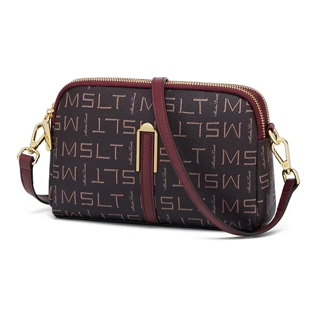 MashaLanti PVC Synthetic Leather Shoulder Bag, Crossbody Bag Regular Women's Burgundy-2