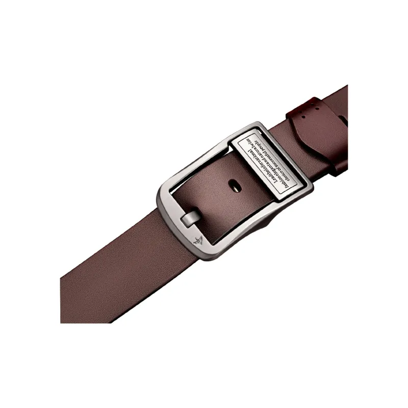 WilliamPOLO Cow Leather Leather Belts Men's Silver Buckle Black Strap 3.8cm Width-6