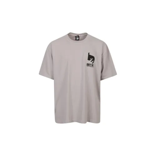 Obey T-Shirts Men Silver Gray