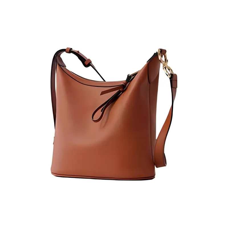 FION Cow Leather Bucket Bags Crossbody Bag Shoulder Bag Large Size Women's Black/Brown/Cream Apricot-6