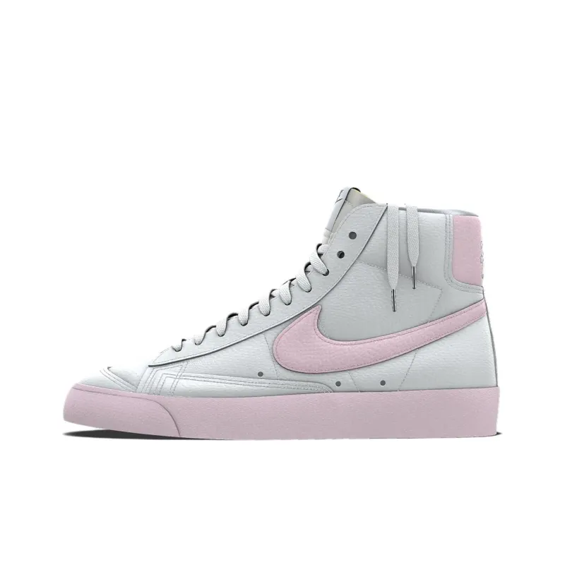 Nike Blazer Warm Slip Resistant Cushioning Wear Resistant High Top Skateboard Shoes Unisex Pink White-0