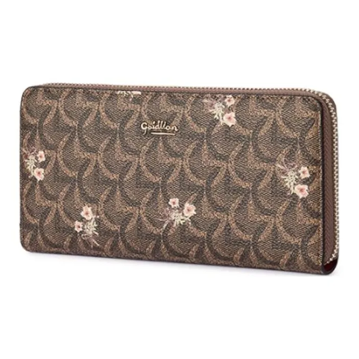 GOLDLION PVC Handheld Wallet Women's Khaki/Burgundy-6