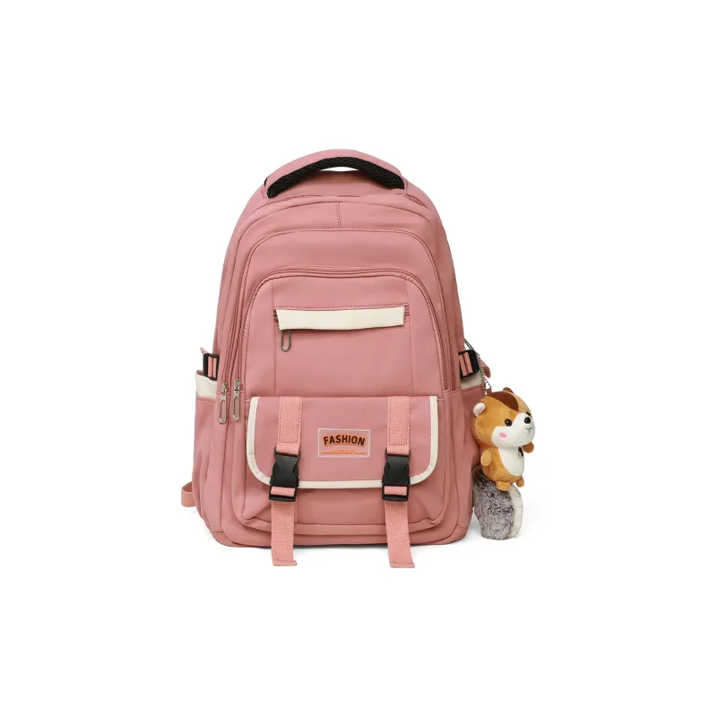 Kevin Cohen Nylon Fabric Backpack Regular Unisex Black/Red/Pink-7