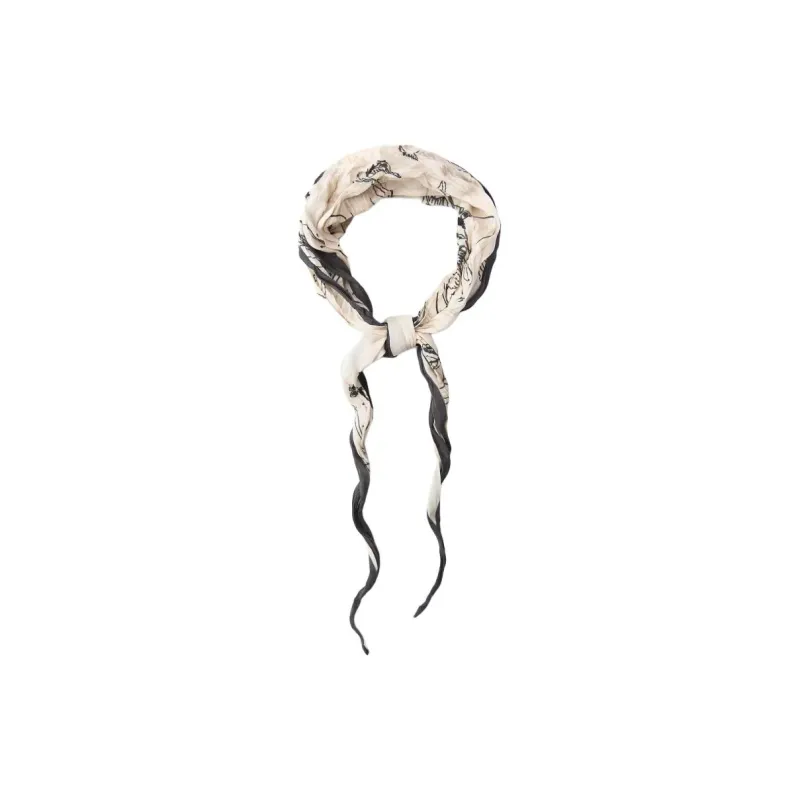 ZARA Viscose Silk Scarves Women's Beige-0