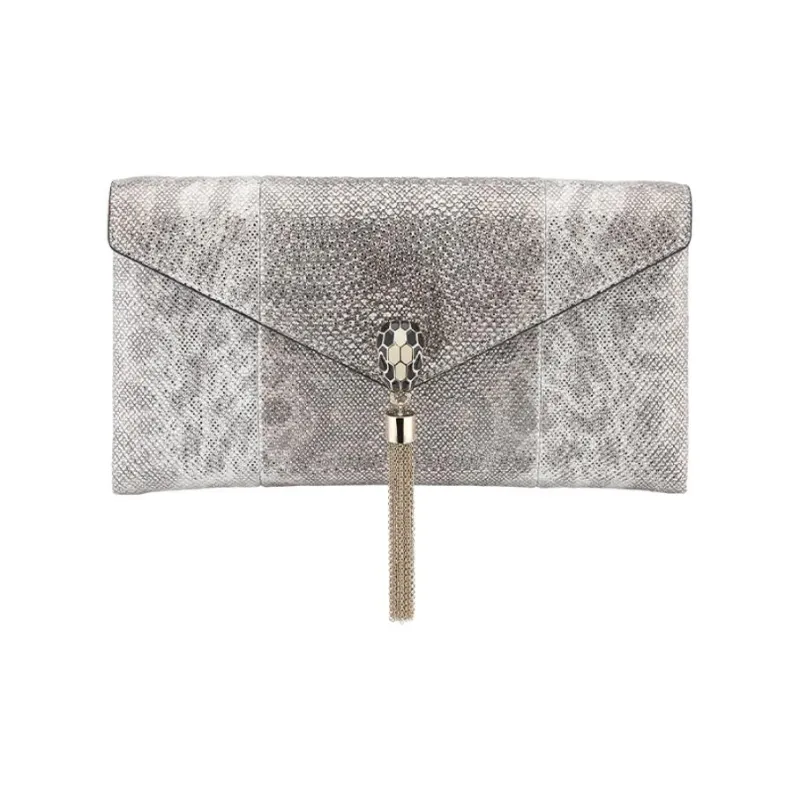 BVLGARI Snake Skin Clutch Women's White-0