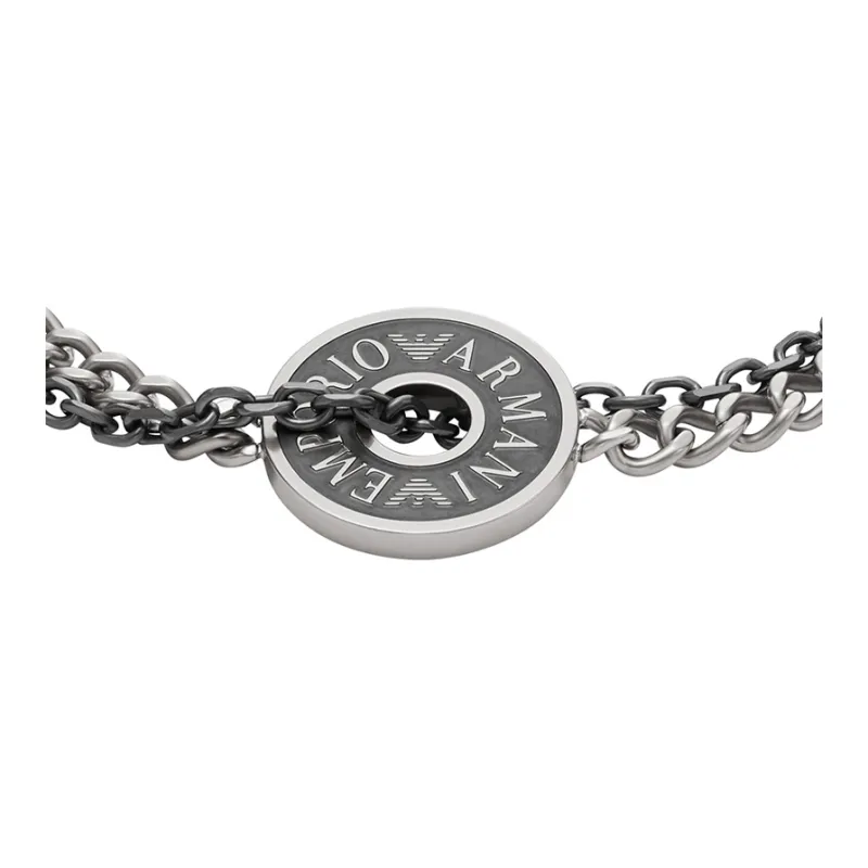 EMPORIO ARMANI Stainless Steel Bracelets Men's Silver Black-1