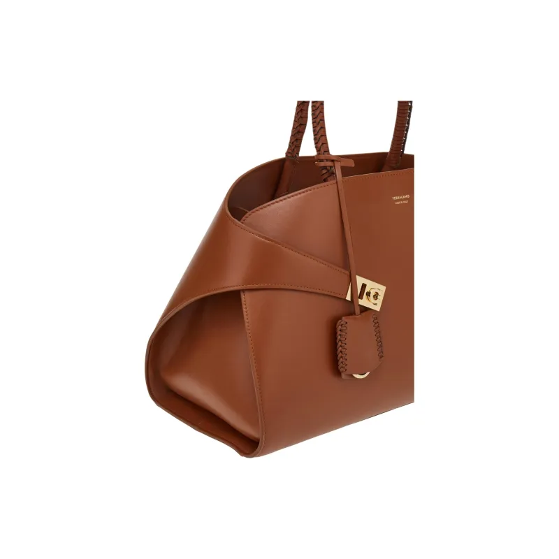 FERRAGAMO Calfskin Shoulder Bag, Crossbody Bag, Handbag Medium Size Women's Brown-4