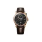 Rose Case Black Dial Brown Leather Strap