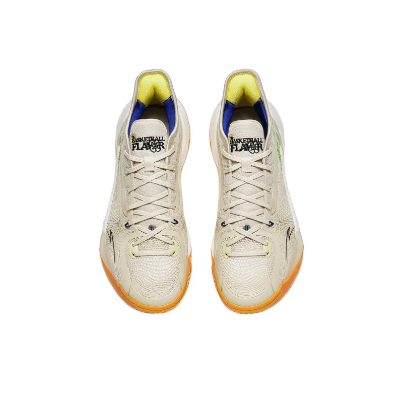 Anta 3 Point Rain 2 Shock Absorbers With Slip Resistant Features Low Top Basketball Shoes Men's Beige Orange Green-3
