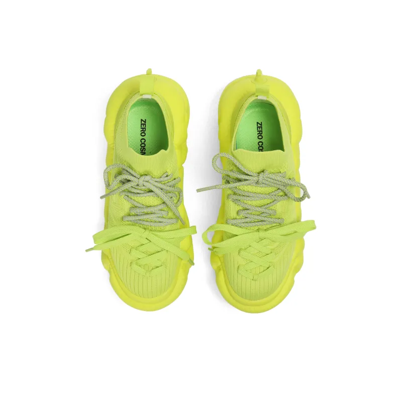 ZERO COSMOS Breathable Lightweight Height Increasing Low Top Chunky Sneakers Neon Green-2