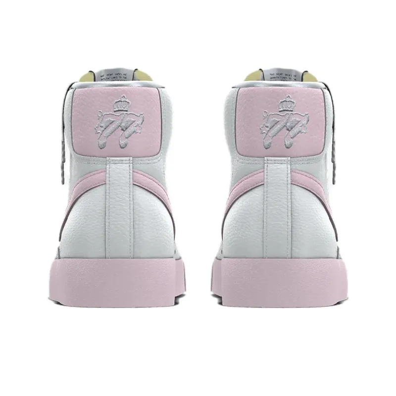 Nike Blazer Warm Slip Resistant Cushioning Wear Resistant High Top Skateboard Shoes Unisex Pink White-3
