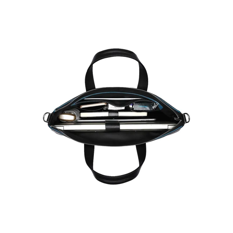 PULUWIRR Cow Leather Briefcase Regular Unisex Black-3