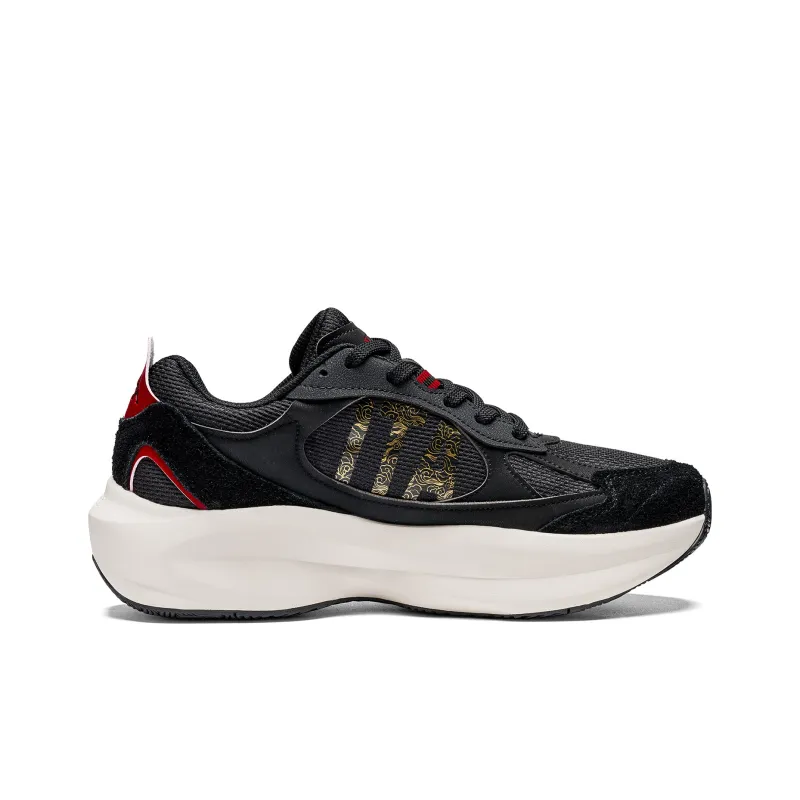 Kappa Anti Slip Wear Resistant Low Top Chunky Sneakers Men's Black-1