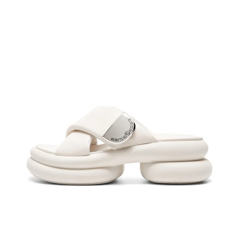 CHERYKALLY Rubber Sole Stitching Metal Quick Dry Antibacterial Slide Slippers Women's-4