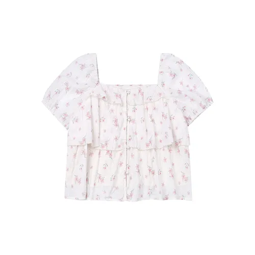 Geyini Chiffon Shirts Women's Apricot