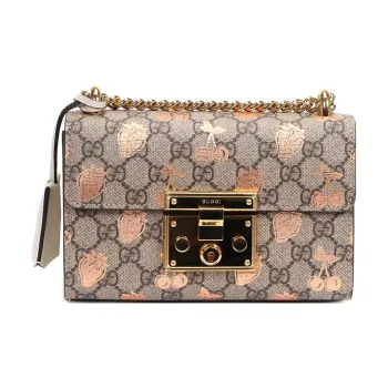 GUCCI Padlock Canvas With Leather Box Bag Shoulder Bag Crossbody Bag Women's Ebony