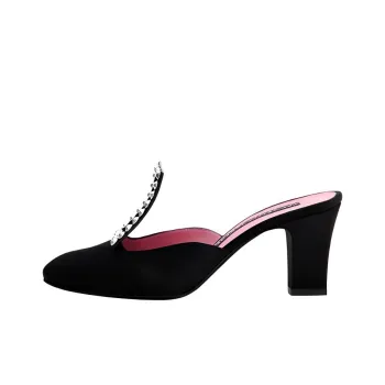 Les Petits Joueurs Closed Toe Slippers 7cm Women's Black