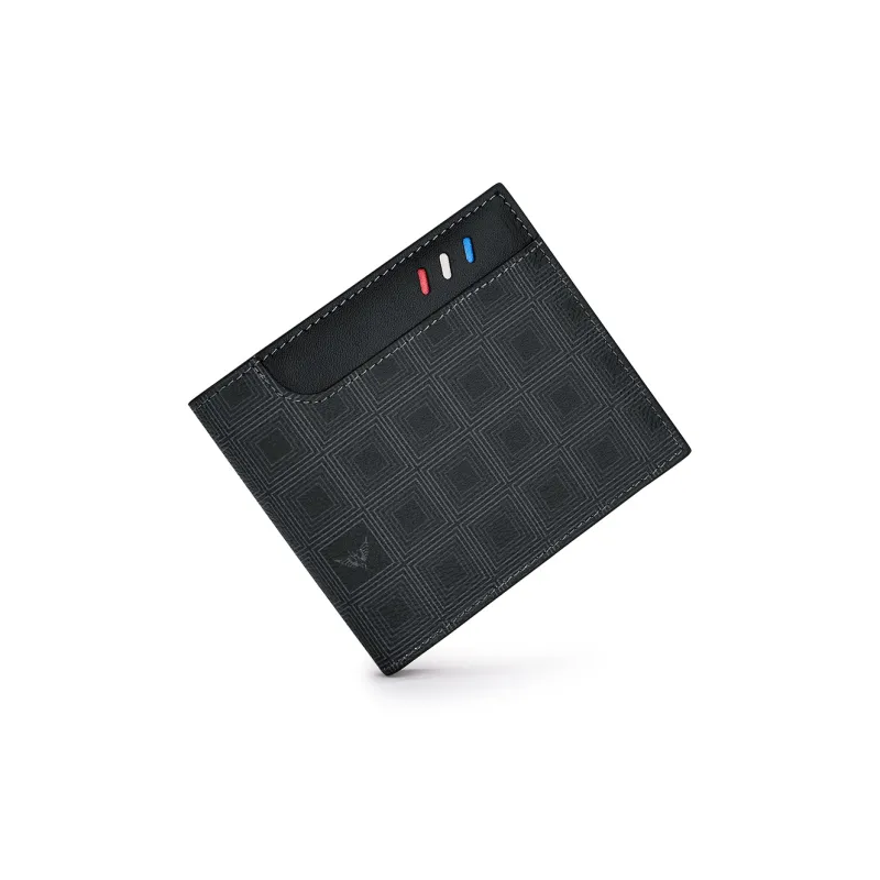 WilliamPOLO PVC Cow Leather Patchwork Wallet Regular Men's Black Plaid-10