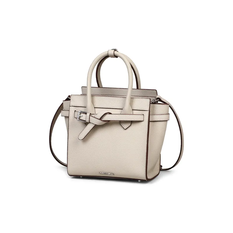 MILLIE'S Cow Leather With Synthetic Leather Handbag Regular Women's Ecru-2