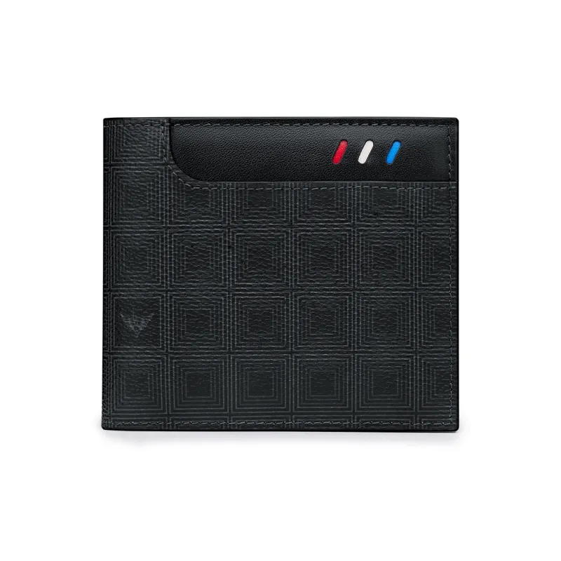 WilliamPOLO PVC Cow Leather Patchwork Wallet Regular Men's Black Plaid-7