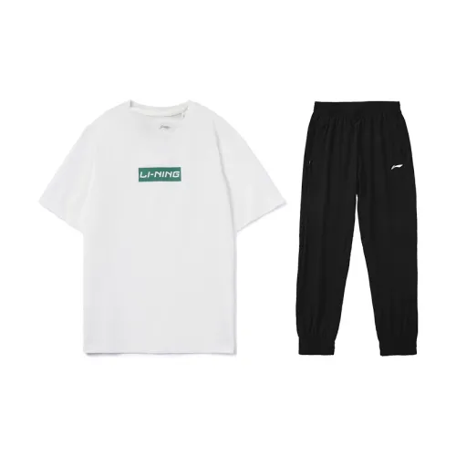 LINING Casual Sportswear Men Set Ivory+Black