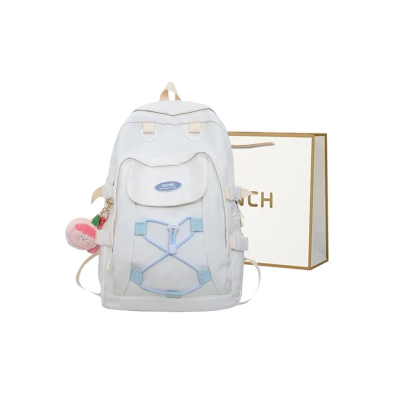 BRINCH Nylon Backpack Regular Women's Ecru/Black/Green/Blue/Brown-2