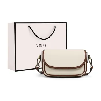 VINEY Cow Leather Small Square Bag Shoulder Bag Crossbody Bag Small Size Women's Ecru