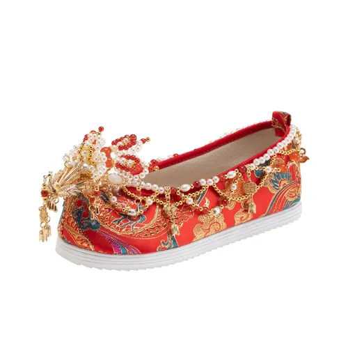 Dance embroidery Women's Casual Shoes Women's Red-orange