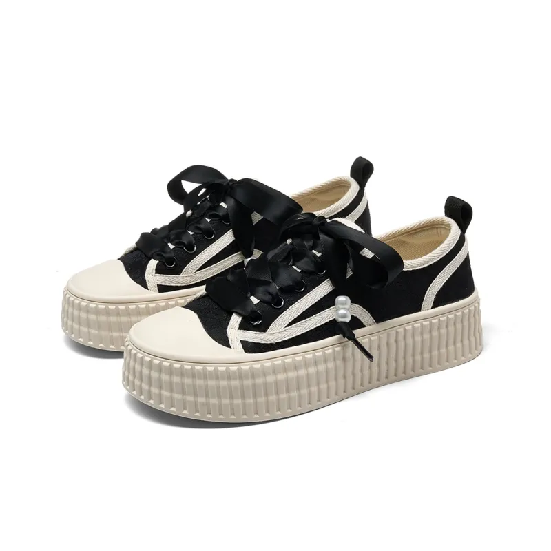 HLA Skateboard Shoes Women's Low Top Black/Pink/Beige-1