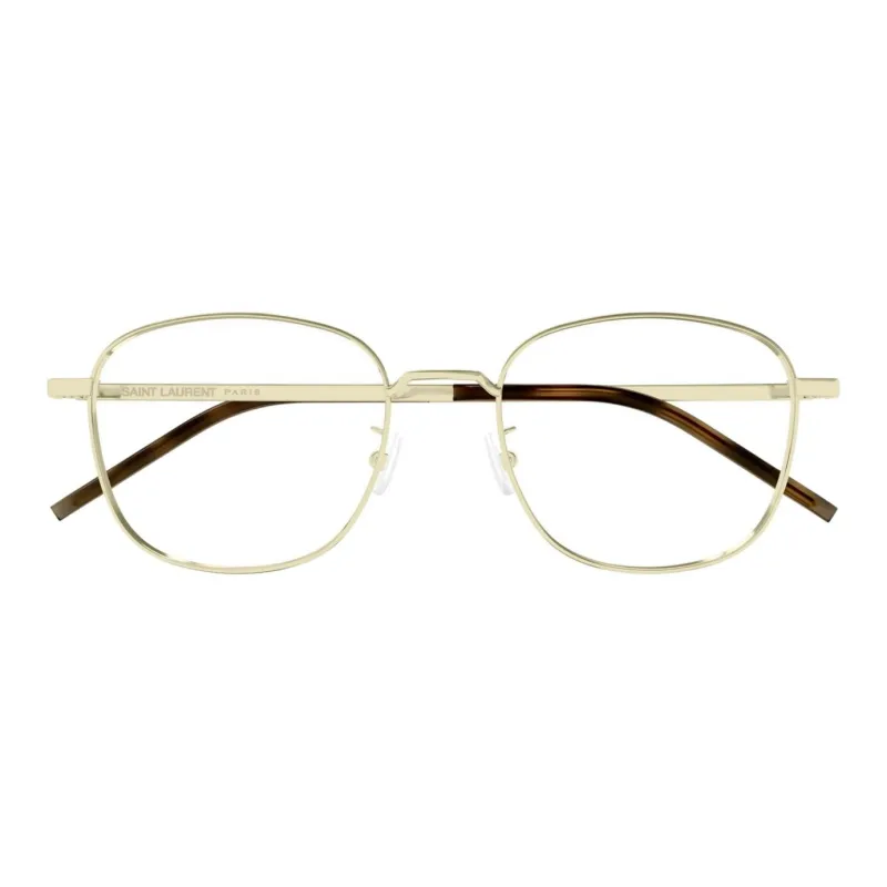 SAINT LAURENT Metal Square Eyeglass Frames Men's Gold-1