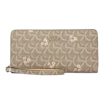 GOLDLION PVC Handheld Wallet Women's Khaki/Burgundy