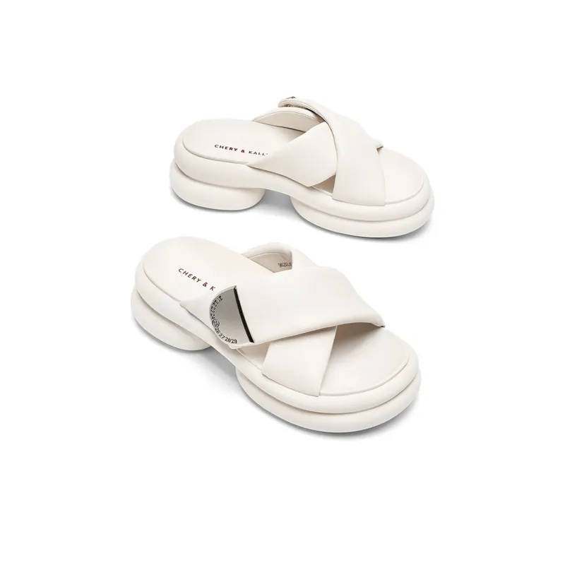 CHERYKALLY Rubber Sole Stitching Metal Quick Dry Antibacterial Slide Slippers Women's-6
