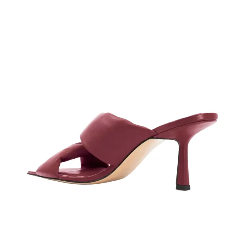 STUDIO AMELIA Abrasion-Resistant Slide Slippers 7cm Women's Burgundy-2