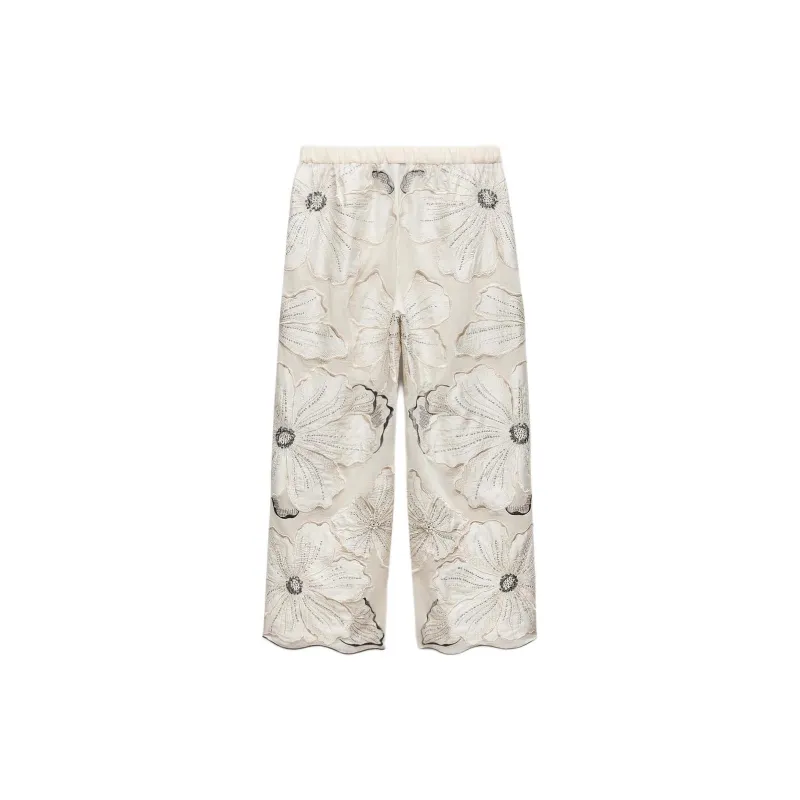 ZARA ZW Series Casual Pants Women's Frosted White-1